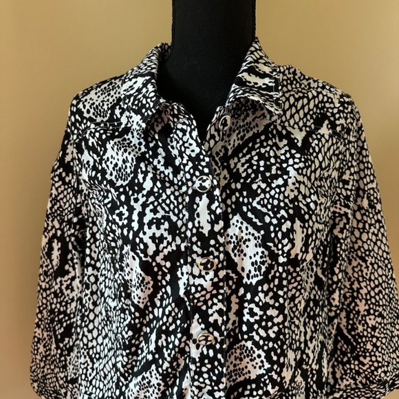 *CHRISTOPHER & BANKS* Black x White Button-Down Jacket Size Large - Picture 2 of 7